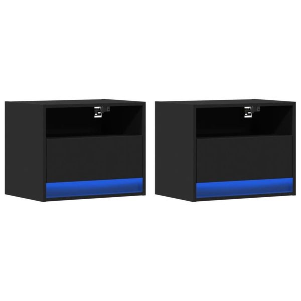 vidaXL Nachttisch Wand-Nachttische mit LED-Leuchten 2 günstig online kaufen