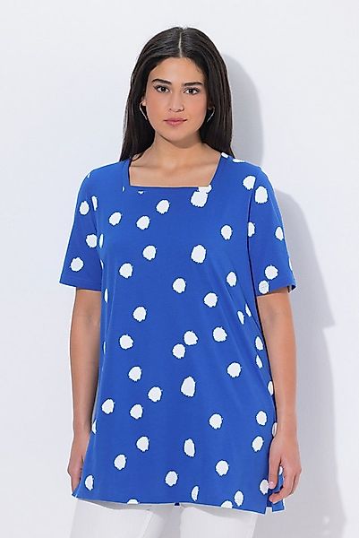 Ulla Popken T-Shirt Longshirt Punkte A-Linie Carré-Ausschnitt günstig online kaufen