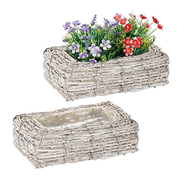 relaxdays Blumentopf Eckiger Blumentopf im 2er günstig online kaufen