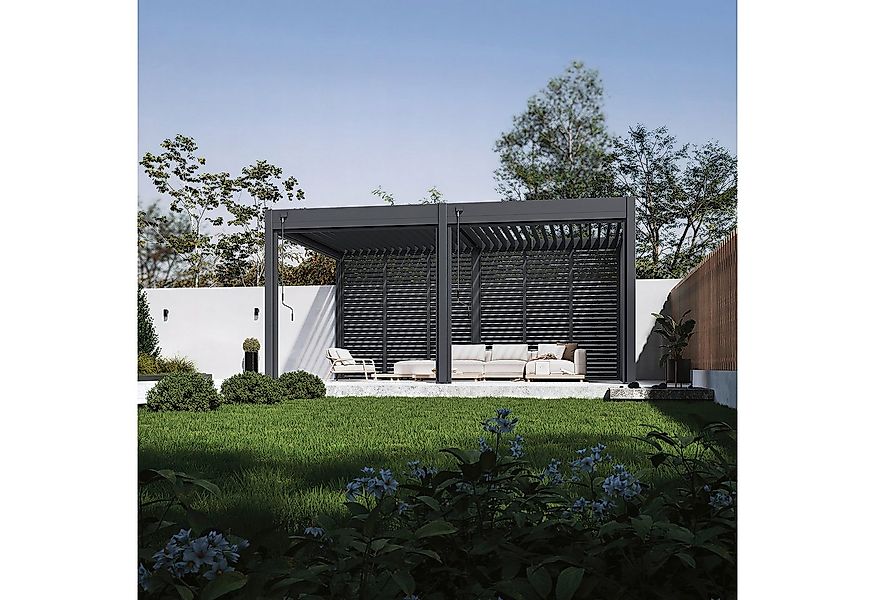 Weide Pavillonseitenteil Horizontale Lamellenwand für Pergola aus Aluminium günstig online kaufen