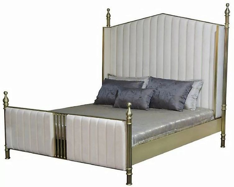 Casa Padrino Bett Casa Padrino Luxus Doppelbett Weiß / Matt Gold - Edles Ma günstig online kaufen