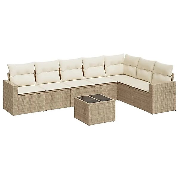 vidaXL 8-Tlg Garten-Sofagarnitur mit Kissen Beige Poly Rattan 3251395 günstig online kaufen