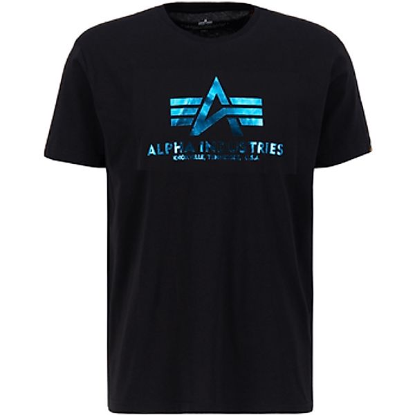 Alpha Industries  T-Shirts & Poloshirts Basic T-Shirt Foil Print - black/bl günstig online kaufen