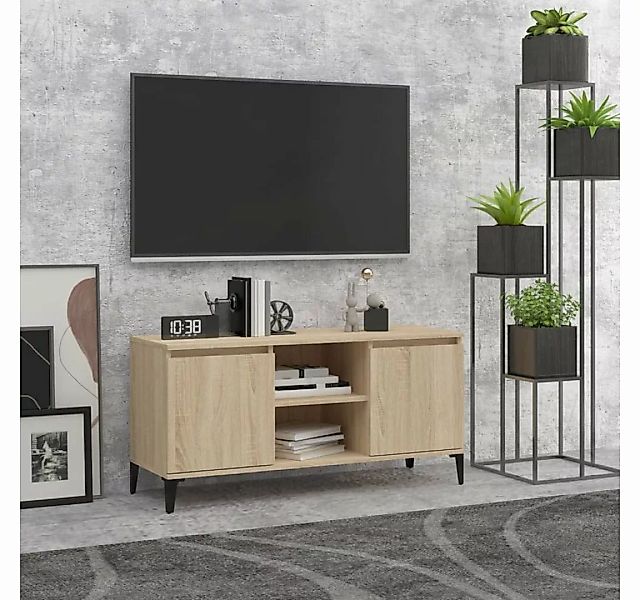 furnicato TV-Schrank mit Metallbeinen Sonoma-Eiche 103,5x35x50 cm günstig online kaufen