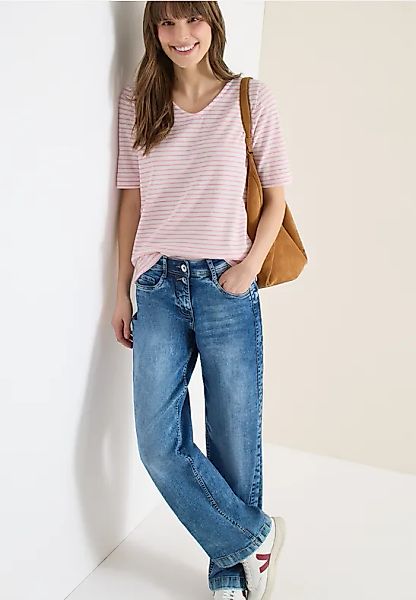 T-Shirt mit gerundetem V-Ausschnitt günstig online kaufen