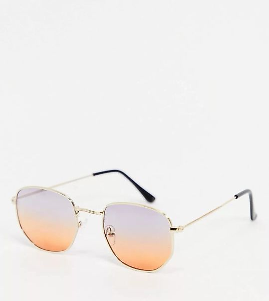 South Beach – Sechseckige Sonnenbrille mit Gläsern in Ombré-Optik-Gold günstig online kaufen