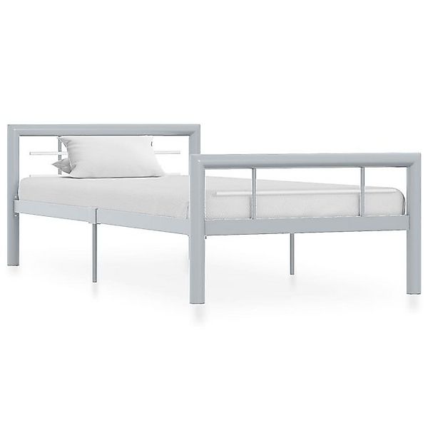 furnicato Bettgestell Grau und Weiß Metall 90×200 cm (1-tlg) günstig online kaufen