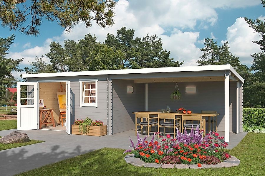 LASITA MAJA Gartenhaus "Reno" Blochbohlenhaus 28mm Anbau, Fundamentmass 380 günstig online kaufen