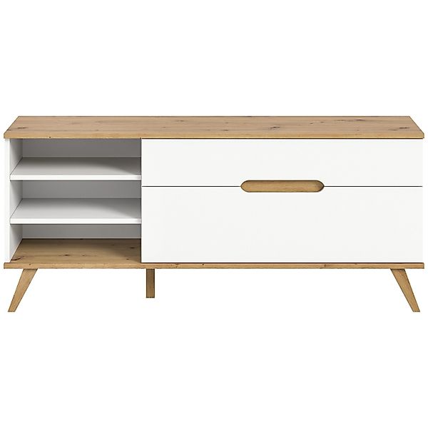 Inn.Furn TV-Lowboard Weiß Eiche 140 cm mit Soft-Close-Funktion Hygge günstig online kaufen