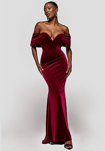 Goddiva Maxikleid Off The Shoulder Deep Plunge Velvet Maxi Dress Langes Kle günstig online kaufen