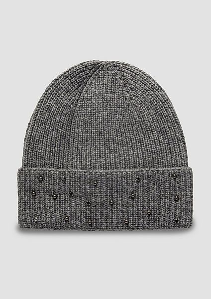 s.Oliver Strickmütze Mütze Beanie aus Wollmix mit Stein-Besatz günstig online kaufen