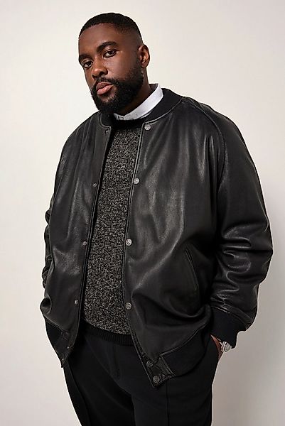 STHUGE Lederjacke STHUGE Lederjacke Lammnappaleder Collegejacke günstig online kaufen