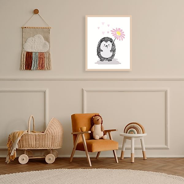 Lüttenhütt Bild mit Rahmen »oder Poster, Igel mit Herzen und Blume«, Fantas günstig online kaufen