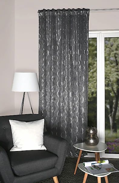 HOME WOHNIDEEN Gardine »EDDIE«, (1 St.), ABDUNKLUNGSSCHAL, SUEDE, FOLIENDRU günstig online kaufen