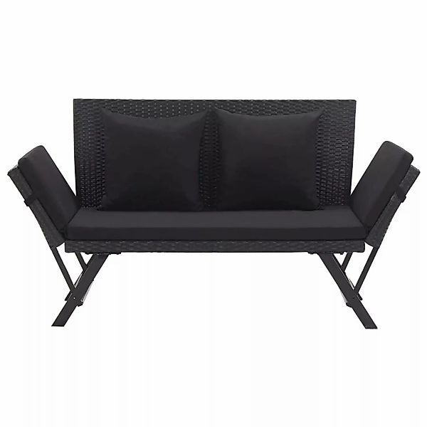 Gartenbank Mit Auflagen 176 Cm Schwarz Poly Rattan günstig online kaufen