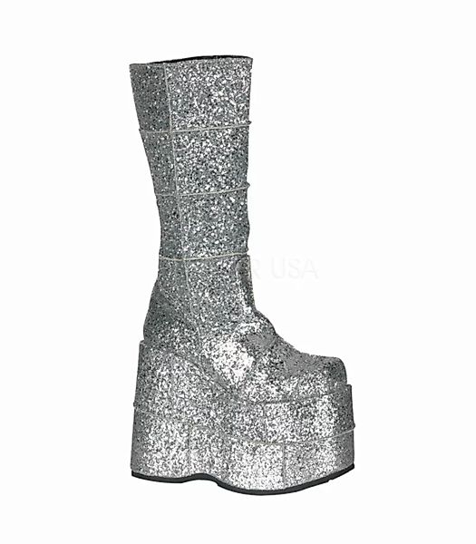 Plateau Stiefel STACK-301 - Glitter Silber (Schuhgröße: EUR 36) günstig online kaufen