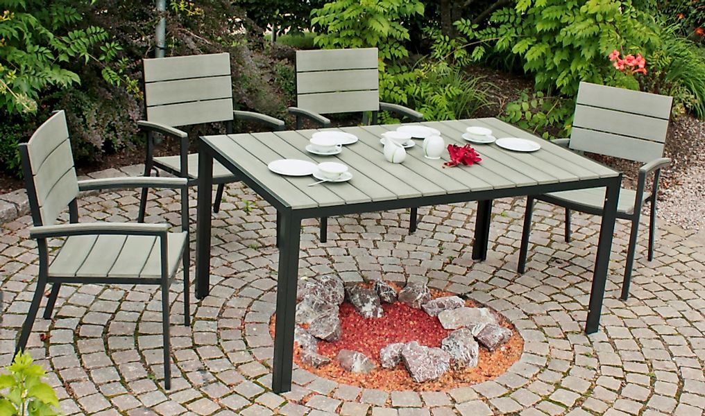 Garden Pleasure Gartenmöbel-Set Olivia 7-teilig Grau günstig online kaufen