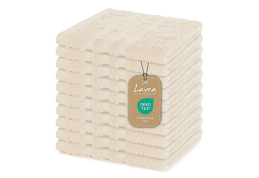 Lavea Seiftuch 10er Gästehandtücher Set 30x30 cm Elena Frottee, kleine Wasc günstig online kaufen