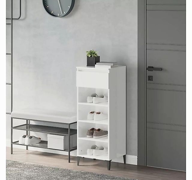 furnicato Schuhschrank Schuhregal Hochglanz-Weiß 40x36x105 cm Holzwerkstoff günstig online kaufen
