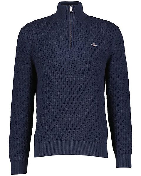 Gant  Pullover Strukturierter Baumwollstrick mit halbem Reißverschluss günstig online kaufen