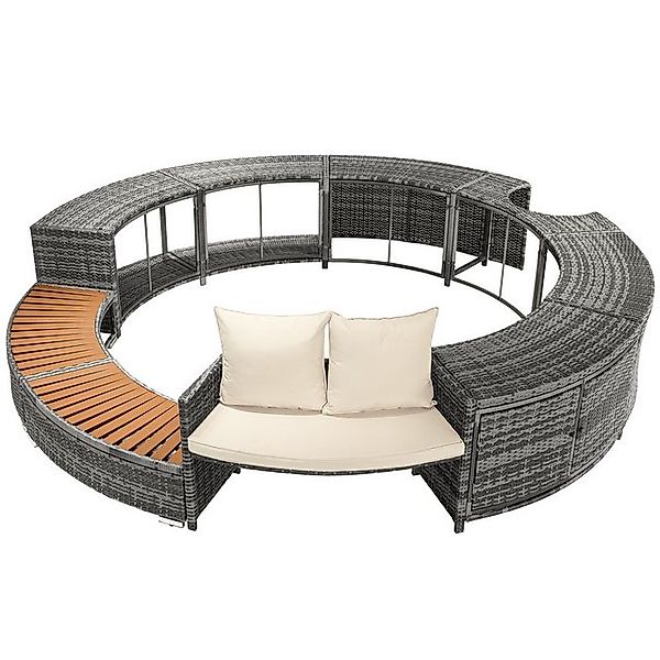 Gotagee Gartensofa Garten-Lounge-Set mit runder Couch Gartenmöbel-Set Loung günstig online kaufen