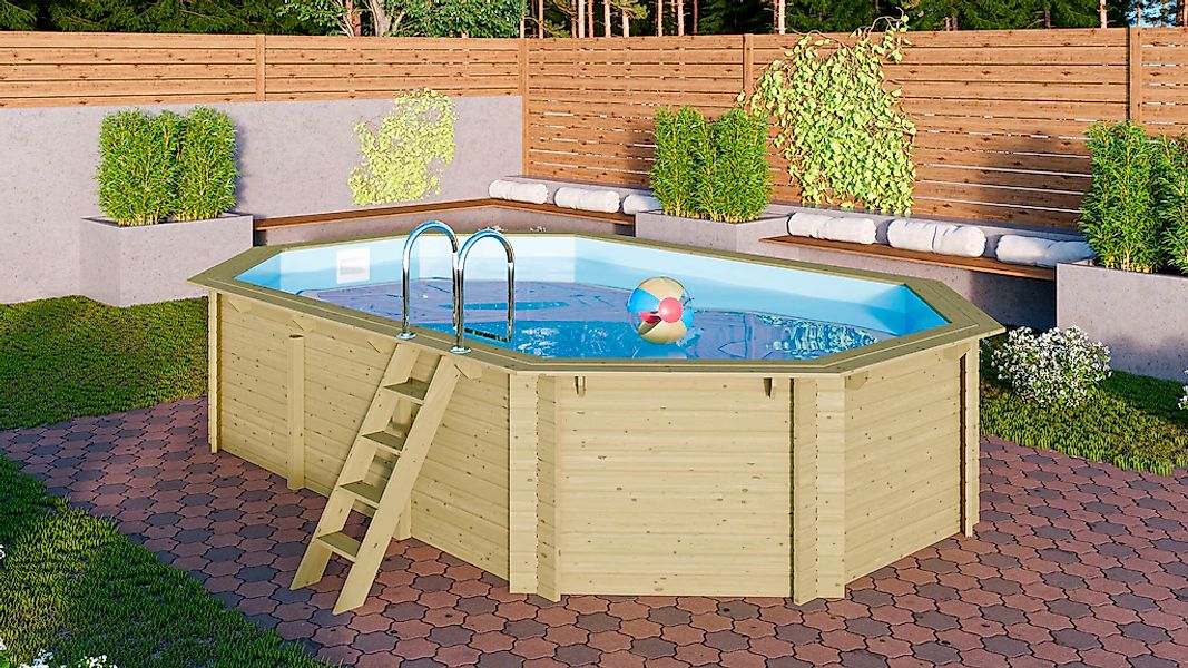 Karibu Achteckpool "Palma A" BxLxH: 611x400x124cm günstig online kaufen