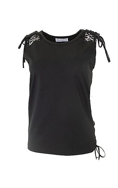 Passioni Spitzentop Schwarzes Top mit Spitze Details an der Schulter mit Tu günstig online kaufen