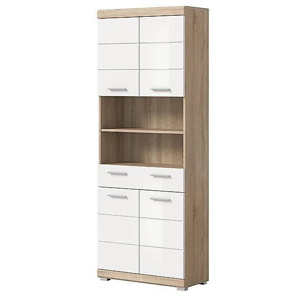 Inn.Furn Badezimmer Hochschrank in Weiß Hochglanz und Eiche 74 x 191 cm Mam günstig online kaufen