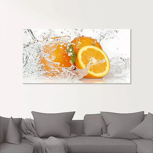 Artland Glasbild »Orange mit Spritzwasser«, Süßspeisen, (1 St.) günstig online kaufen