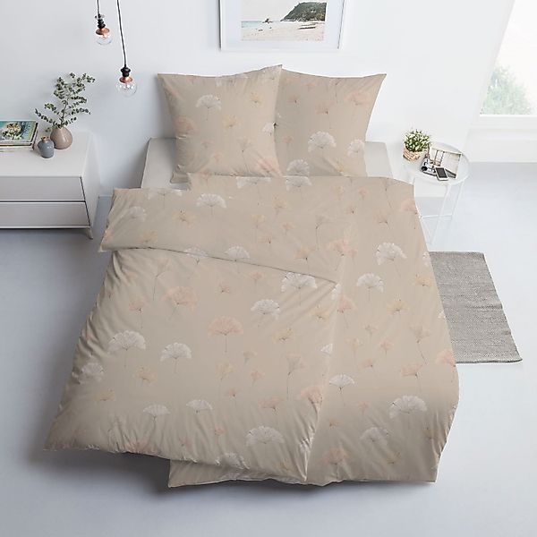 Estella Interlock Jersey Bettwäsche 6575-295 taupe Ginkgo 135x200 günstig online kaufen