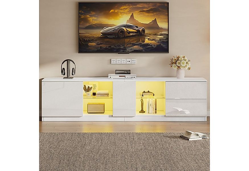 Merax TV-Schrank hochglanz TV-Schrank mit LED-Beleuchtung (1-St) Fernsehsch günstig online kaufen