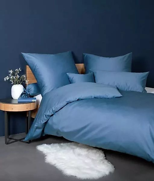 Janine Mako-Satin-Bettwäsche Colors 31001 jeansblau Größe:  15x40 cm günstig online kaufen