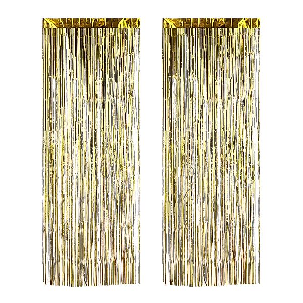 relaxdays Fadenvorhang Partyvorhänge 2er Set, Gold günstig online kaufen