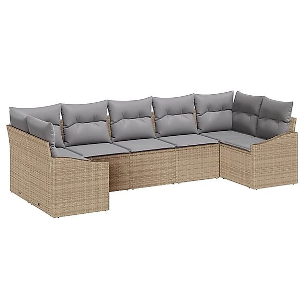 vidaXL Garten-Sofa-Set 7-Tlg Beige Poly Rattan 3346870 günstig online kaufen