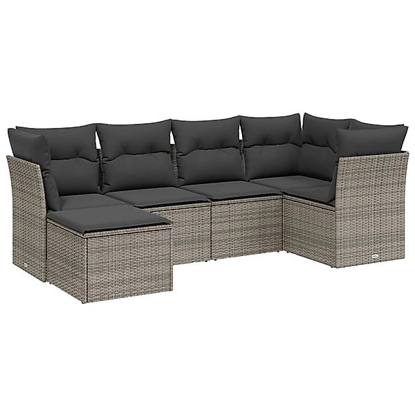 vidaXL 6-Tlg Garten-Sofagarnitur mit Kissen Grau Poly Rattan 3263176 günstig online kaufen