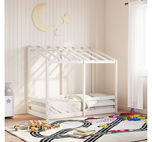 vidaXL Bett, Kinderbett mit Dach Weiß 80x160 cm Massivholz Kiefer günstig online kaufen