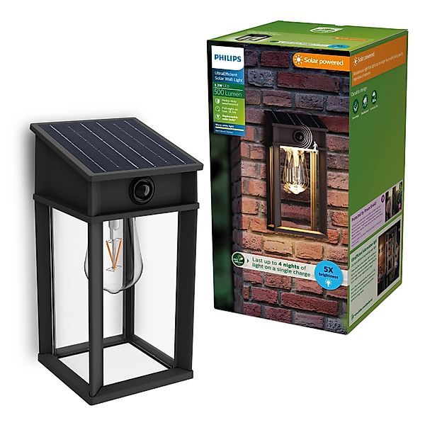 Philips Wandleuchte Geri Solar UltraEffizient Schwarz günstig online kaufen