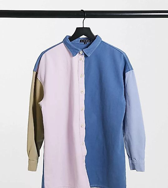 In The Style Plus x Olivia Bowen – Mehrfarbiges Hemd mit kontrastierendem K günstig online kaufen
