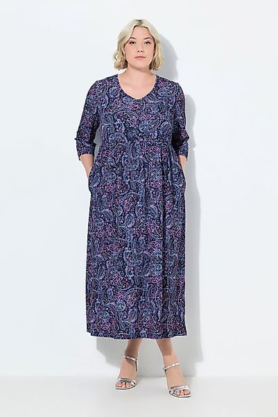 Ulla Popken Maxikleid Jerseykleid A-Linie V-Ausschnitt günstig online kaufen