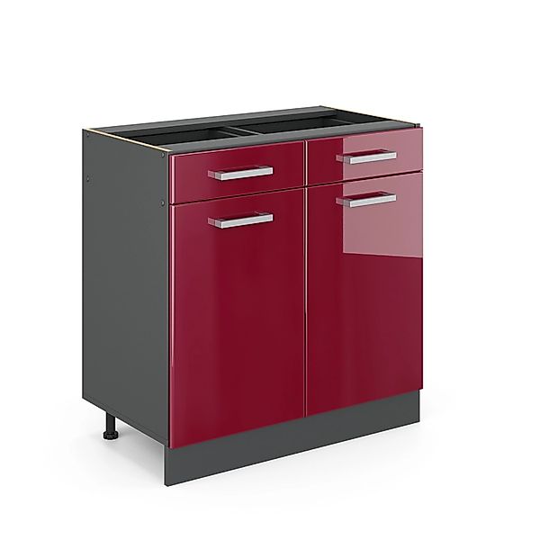 Vicco Küchenunterschrank R-Line Bordeaux Hochglanz/Anthrazit 80 cm ohne Arb günstig online kaufen