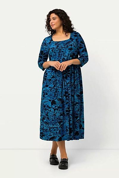 Ulla Popken Sommerkleid Jerseykleid Blumen Carree-Ausschnitt 3/4-Arm günstig online kaufen