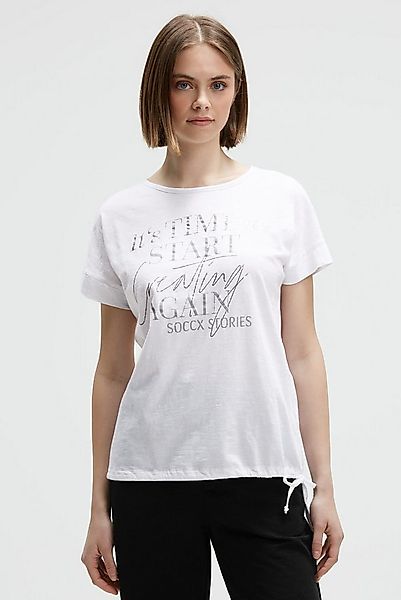 SOCCX Rundhalsshirt mit Bindeband am Saum günstig online kaufen