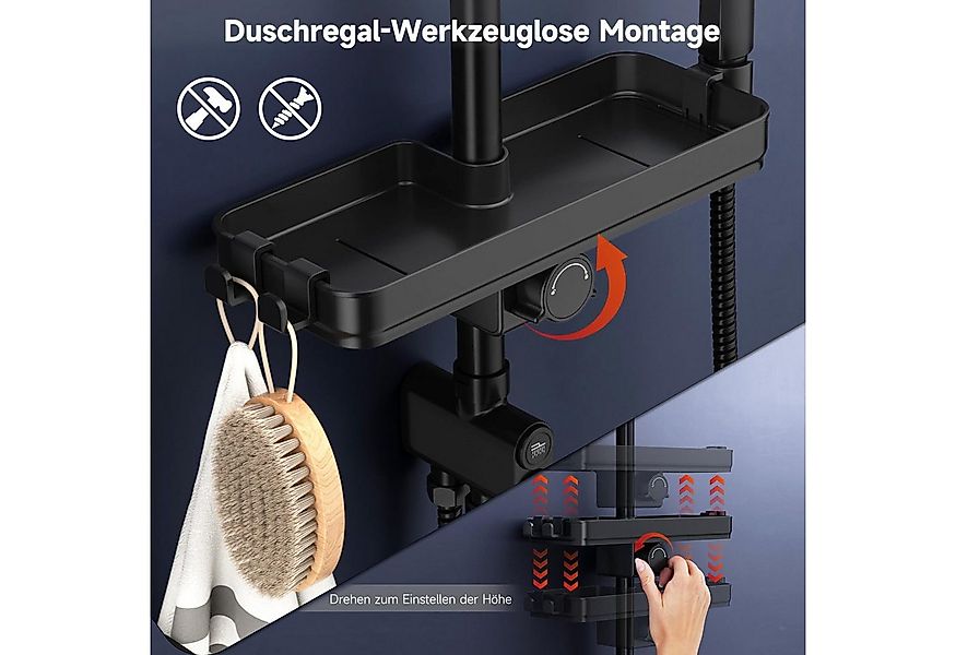 Rainsworth Duschsystem mit Armatur, mit Ablage, 25 X 25 cm Rund Regendusche günstig online kaufen