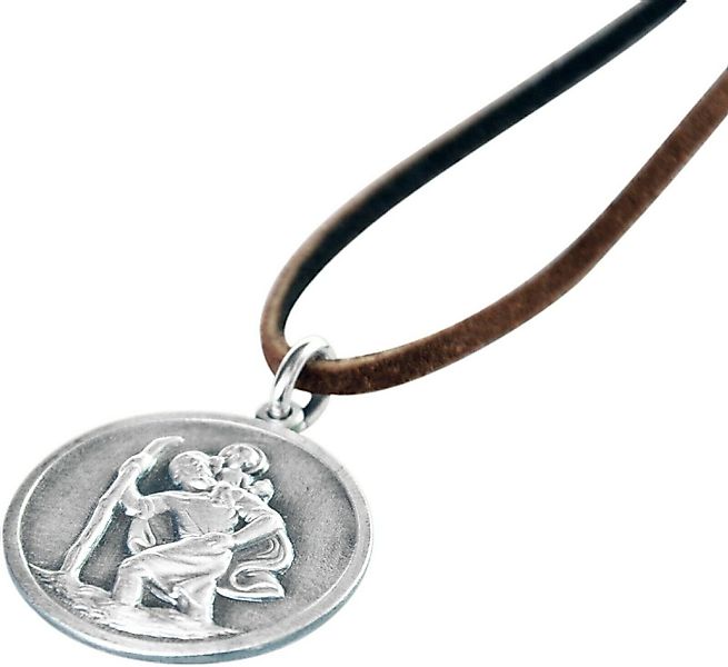 PistolaPeppers Kette mit Anhänger Lederband mit Heiliger Sankt Christophoru günstig online kaufen