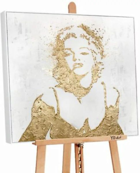 YS-Art™ "Gemälde Acryl ""Monroe"" handgemalt auf Leinwand" gold Gr. 80 x 80 günstig online kaufen