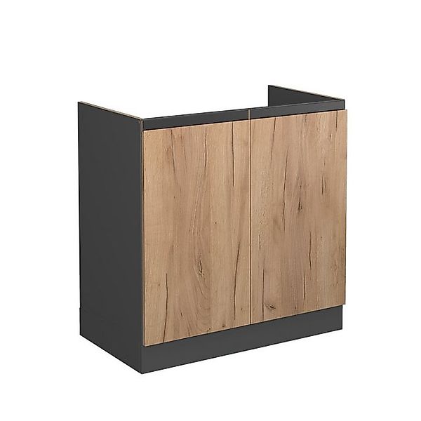 Vicco Spülenunterschrank R-Line Goldkraft Eiche/Anthrazit 80 cm J-Shape ohn günstig online kaufen