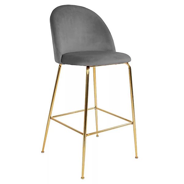 Design Barstühle aus Samt und Stahl Grau und Messingfarben (2er Set) günstig online kaufen