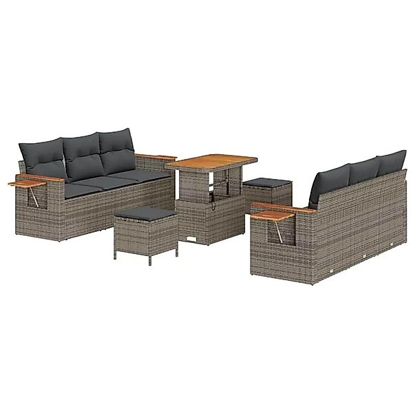 vidaXL Gartensofa-set mit Kissen 11-Tlg Grau Poly-Rattan 3365083 günstig online kaufen