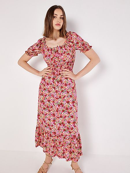 Apricot Druckkleid Floral Short Sleeve Milkmaid günstig online kaufen