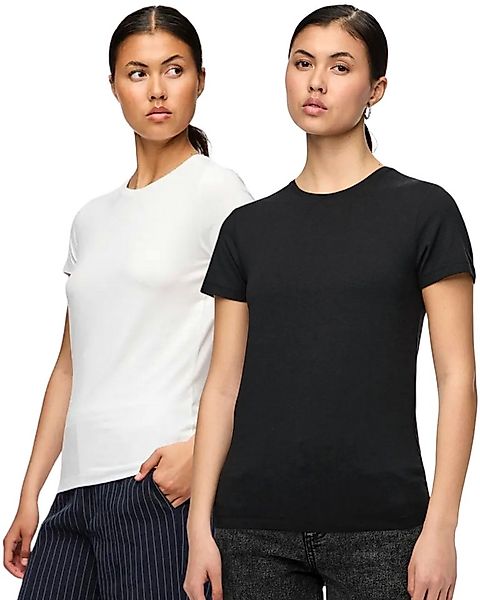 pieces T-Shirt (2er-Pack) Basic Rundhals T-Shirts im 2er-Pack günstig online kaufen